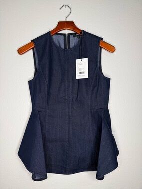 Theory Navy Sleeveless Peplum Top